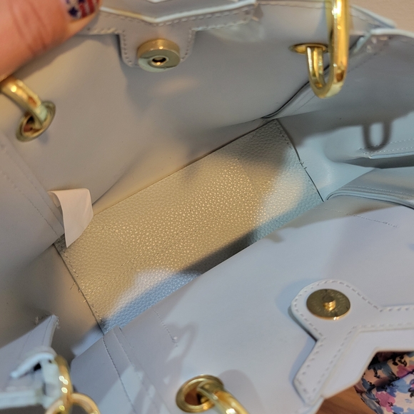 EUC Steve Madden Light Blue Women's Handbag Or Crossbody Bag with Floral Scarf - Picture 8 of 9